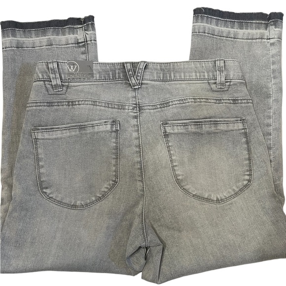 Democracy Grey Button Up High Rise Slim a straight Raw hem jean - Picture 3 of 9